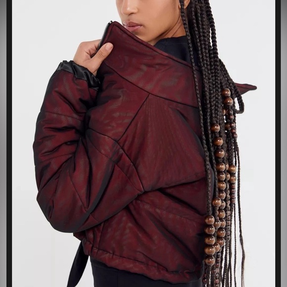 I.AM.GIA road warrior burgundy cropped Puffer Jacket - Picture 3 of 7